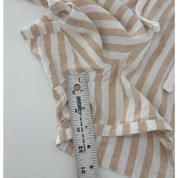 NWT DIP Linen Blend Elastic Waist Pull On Striped Shorts Sz L Pockets Beach Boho - Picture 9 of 9